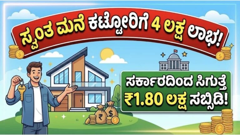 ಸ್ವಂತ ಮನೆ ಕಟ್ಟೋರಿಗೆ 4 ಲಕ್ಷ ಲಾಭ! ಸರ್ಕಾರದಿಂದ ಸಿಗುತ್ತೆ ₹1.80 ಲಕ್ಷ ಸಬ್ಸಿಡಿ
